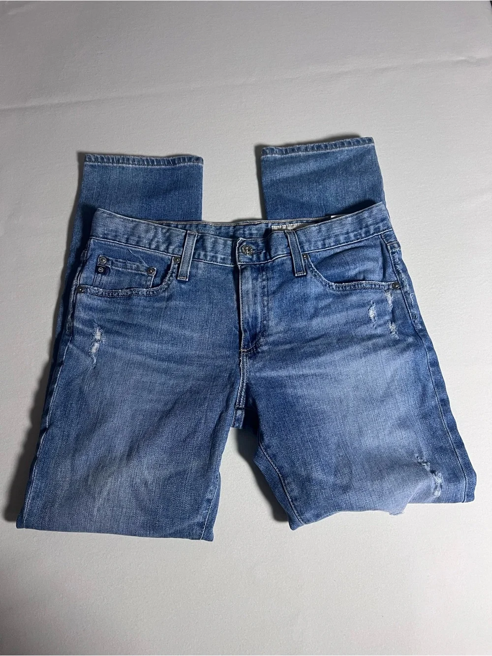 AG Anthropologie Womens Slim Straight Blue Denim Jeans- Nolan Ankle